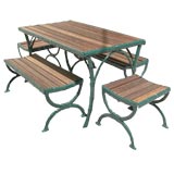 Faux Bamboo Metal Outdoor Table and Benchs