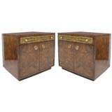 Pair of Mastercraft Cabinets with Acid Etched Brass Detail