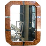 Octagonal Burl Mirror with Chrome Accent