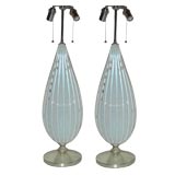 Pair of Fratelli Toso Ribbed Opalescent Lamps