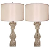 Pair of Chapman  Clear Glass Lamps