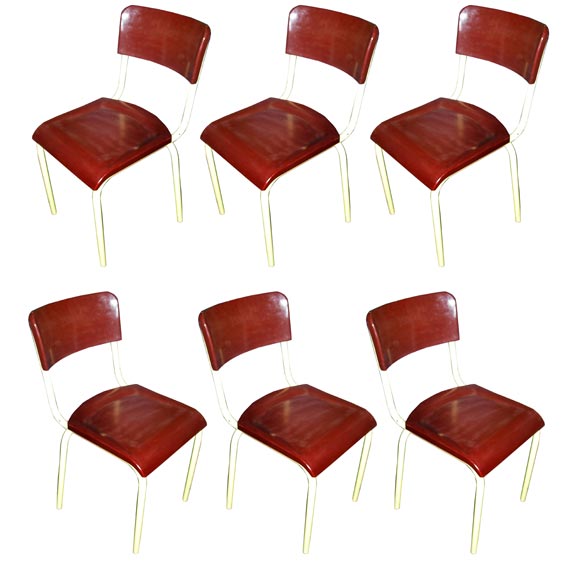 Set of 6  Rene Herbst French Bakelite Chairs For Sale