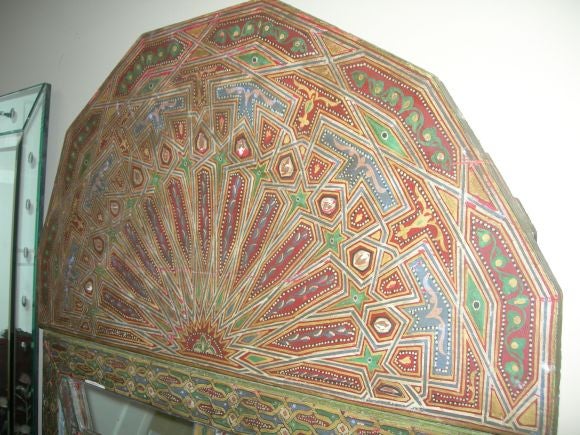 Mid-20th Century Large Indian Hand Painted Mirror