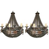 Pair of Chain Metal Chandeliers