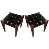 Vintage Pair of Leather Benches