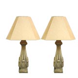 Pair of Stone Baluster Lamps