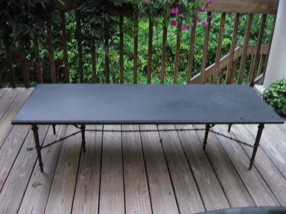 Slate and Wrought Iron Bench/Table