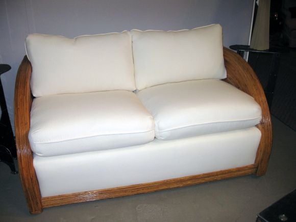 Loveseat with Curved Wood Sides