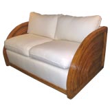 Loveseat with Curved Wood Sides