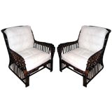 PAIR OF SPLIT REED ARMCHAIRS