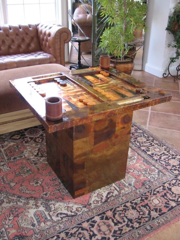 COPPER BACKGAMMON TABLE INSPIRED BY PAUL EVANS 4