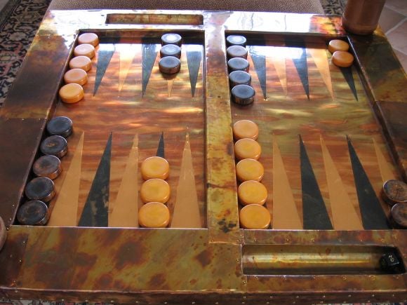 COPPER BACKGAMMON TABLE INSPIRED BY PAUL EVANS 1