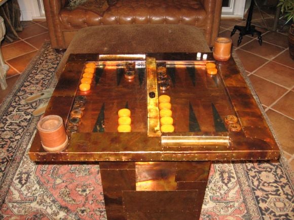 American COPPER BACKGAMMON TABLE INSPIRED BY PAUL EVANS