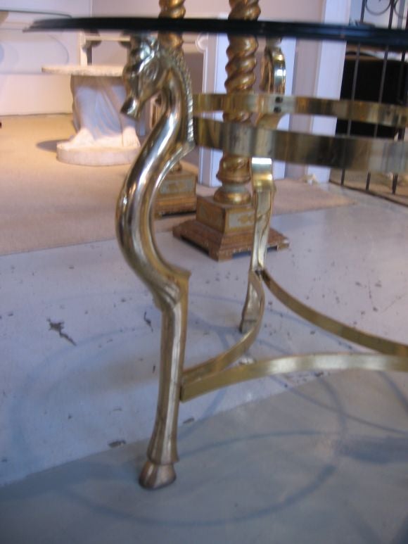 BRASS AND GLASS END TABLE