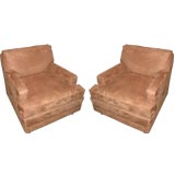 PAIR OF UPHOLSTERED CLUB CHAIRS