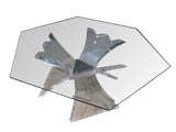 LUCITE AND GLASS COFFEE TABLE