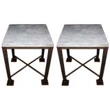 PAIR OF INDUSTRIAL END TABLES