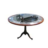 Vintage ROUND MIRRORED AND IRON TABLE