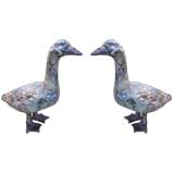 PAIR OF PATINATED CAST IRON GEESE