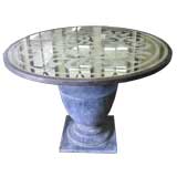 ROUND MIRRORED TABLE ON ZINC BASE