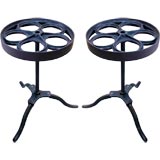 PAIR OF "INDUSTRIAL CHIC" IRON END TABLES