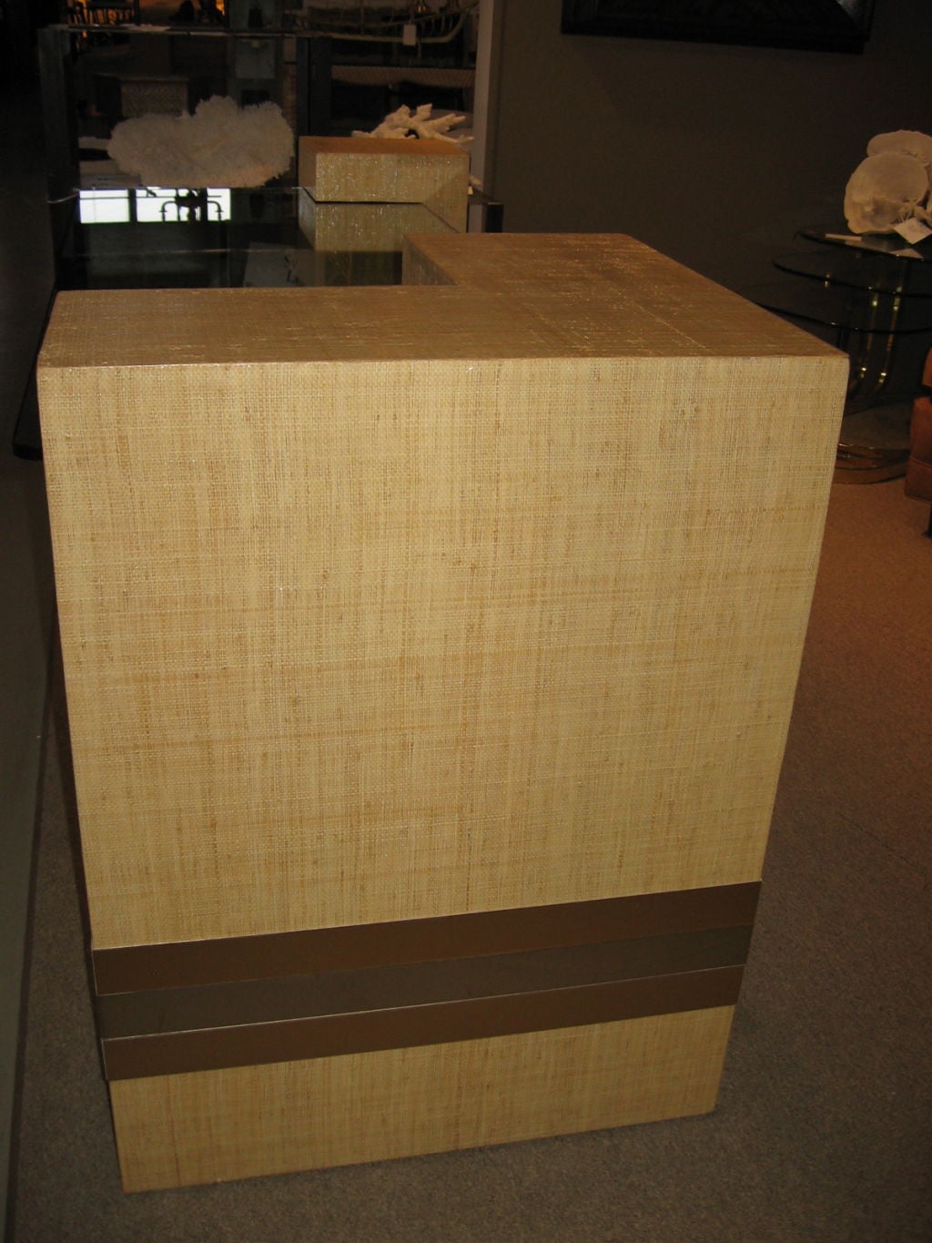GLASS AND LINEN WRITING TABLE INSPIRED BY KARL SPRINGER 1