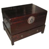 Antique Chinese Lacquered Trunk on Base
