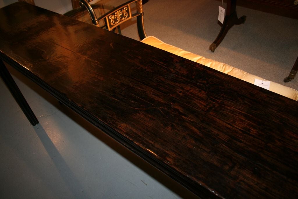 Black Lacquer Chinese Faux Bamboo Console