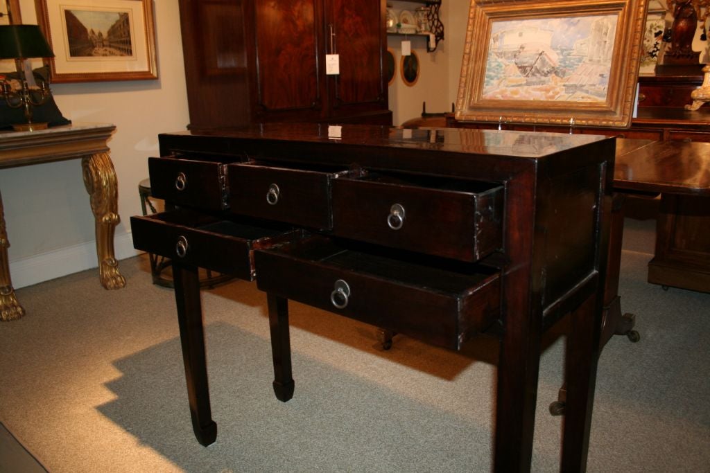 Five Drawer  Chinese Walnut Console