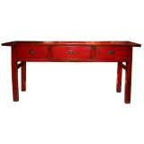 Bright Red Chinese Lacquer Console