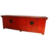 Large Red Lacquer Chinese Sideboard
