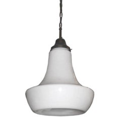 German Early Modern Bronze & Milk Glass Pendant Attr. to Peter Behrens, 1905