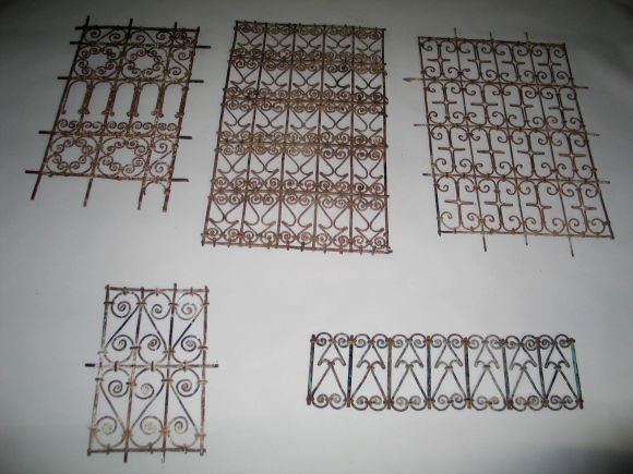 Original hand-wrought Islamic ironwork from French North Africa serving as wall-mounted sculptures / decorative art panels. 

Sober, beautiful, timeless. 

5 pieces. Priced and sold individually depending on the piece selected. 

Measurements of