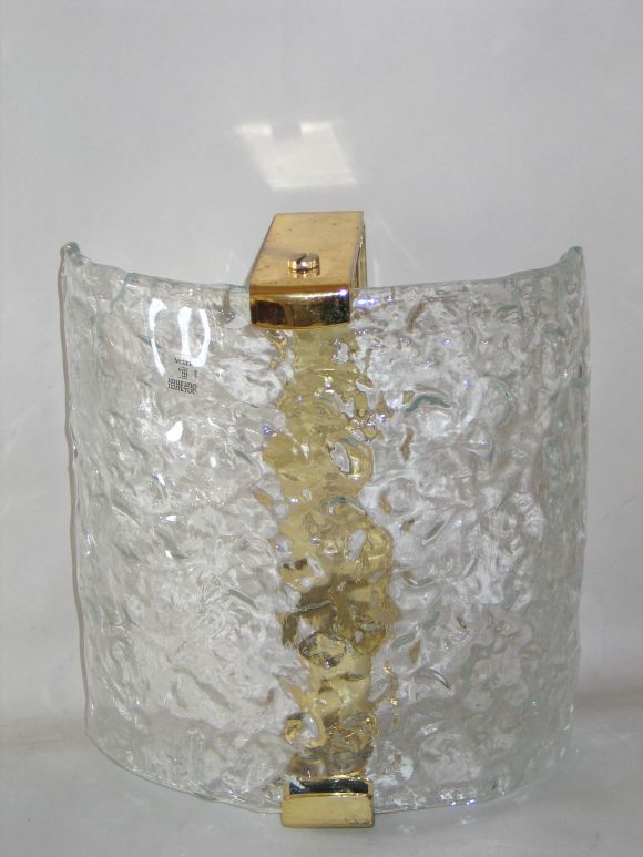 Mid-20th Century 4 Italian Mid-Century Modern Murano / Venetian Glass Sconces by Leucos For Sale