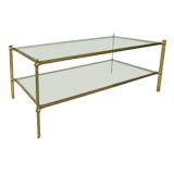 Vintage French Double Level Brass Cocktail Table Attributed to Masion Jansen