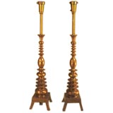 Vintage PAIR of CARVED GILT-WOOD TABLE LAMPS