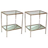 Pair of Silver Faux Bamboo Side Tables by BAGUES