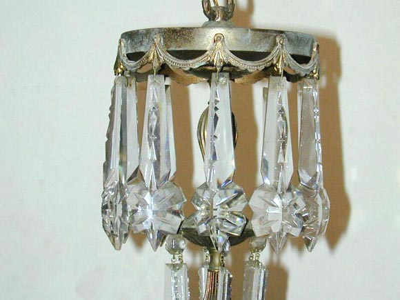 French Mid-Century Modern Neoclassical Crystal and Silvered Bronze Chandelier In Good Condition For Sale In New York, NY