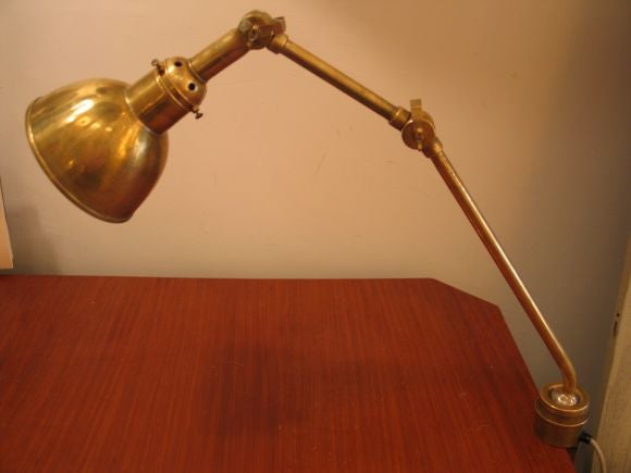 Brass Swedish Mid-Century Modern Marine Articulating Clamp Lamp for Wall, Table, Desk For Sale