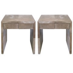 Pair of French Parchment Nightstands in the style of Jean-Michel Frank 10