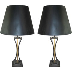 Pair of  Gilt and IronTable Lamps Attr to Gilbert Poillerat