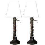 Pair of Turned Iron Lamps