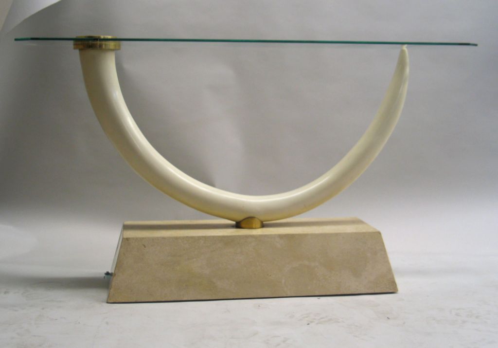 Faux Ivory Tusk Console Attributed to Karl Springer