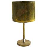 French Mid-Century Modern Marine Brass Table Lamp with Brass Shade