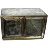 Antiqued Italian Mid-Century Mirrored Cabinet with Eight Interior Drawers 4