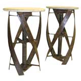 Vintage A Pair of French Industrial End Tables / Nightstands