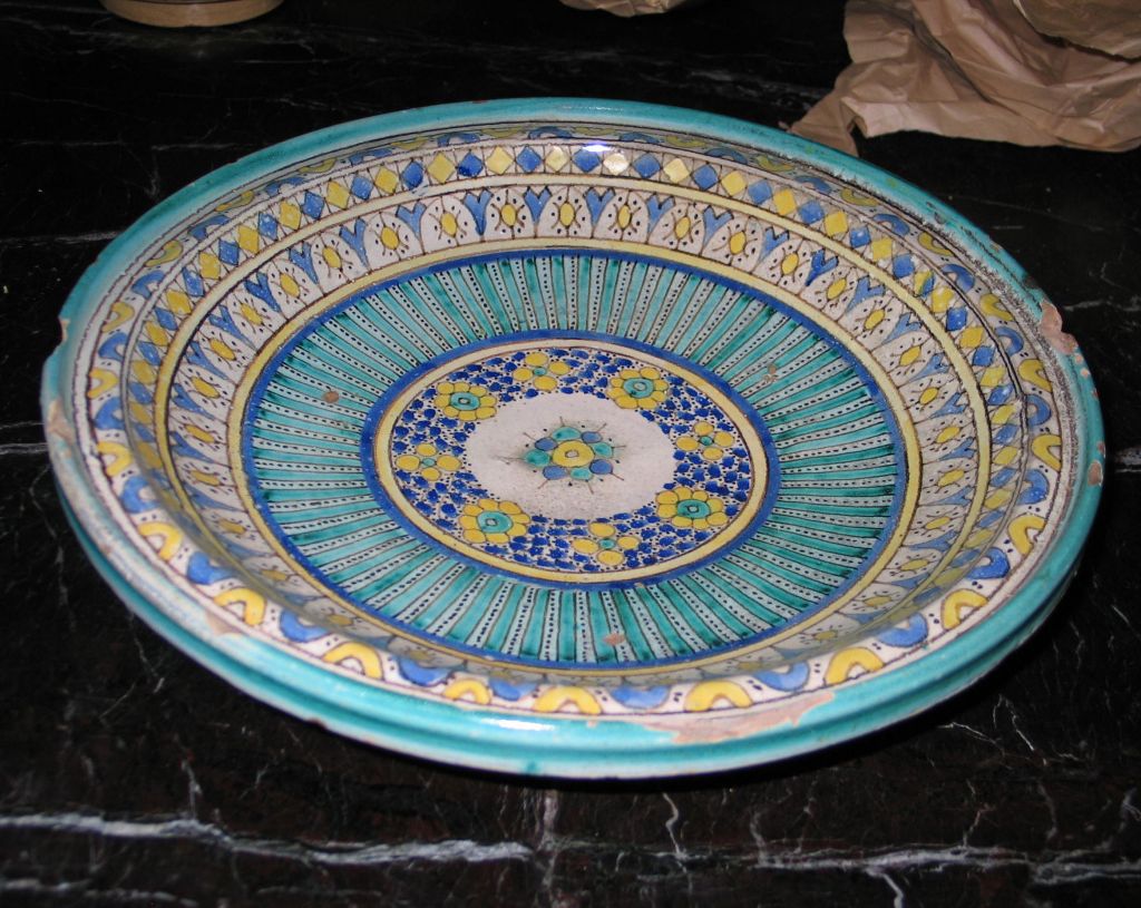 Moroccan 3 Hand-painted Islamic Platters / Bowls For Sale