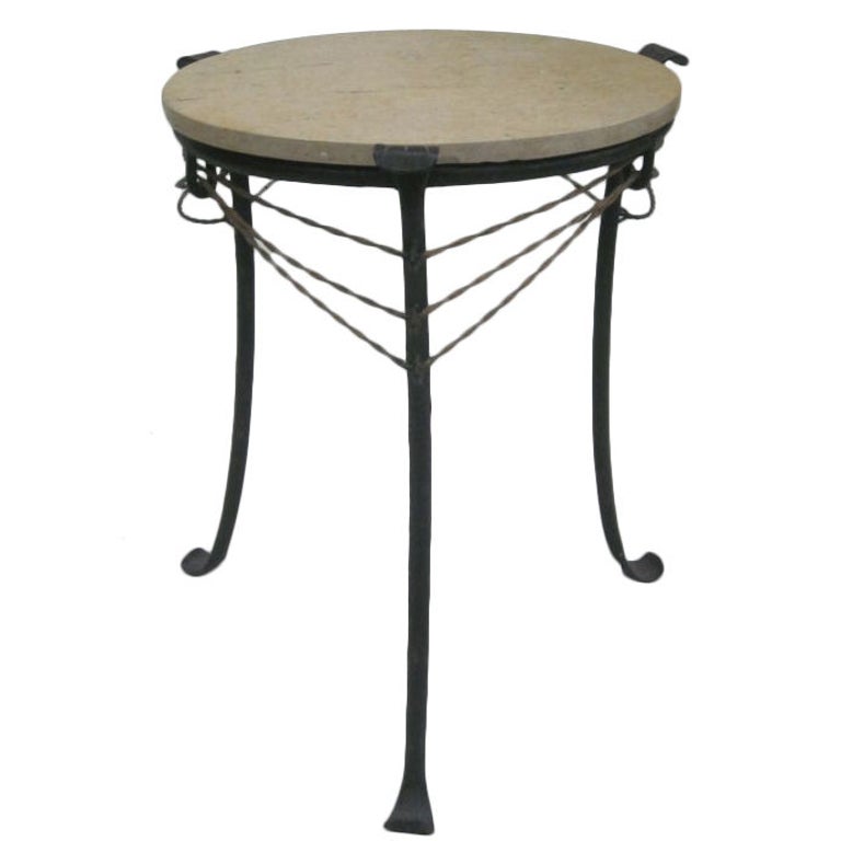 French Wrought Iron and Partially Gilt Side Table For Sale at 1stdibs