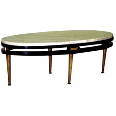 Vintage French Cantilevered Oval Cocktail Table