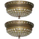 2 Brass and Cut Glass Ceiling Fixtures
